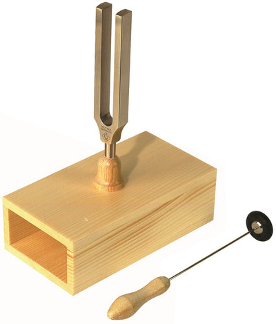 Stimmgabel mit Resonanzkasten und Anschläger
