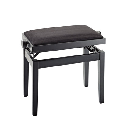 Klavierbank schwarz matt, Sitz Samt schwarz – König & Meyer – Detailansicht 1 | Klassikweltshop