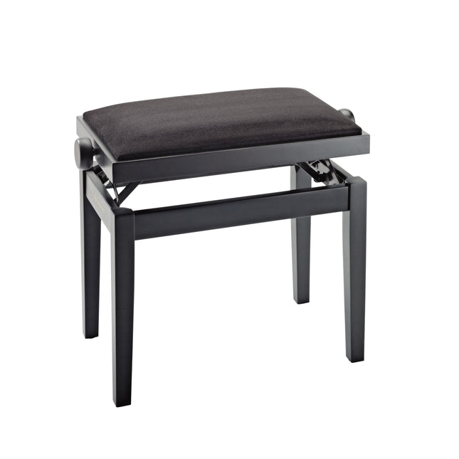 Klavierbank schwarz matt, Sitz Samt schwarz – König & Meyer – Detailansicht 1 | Klassikweltshop