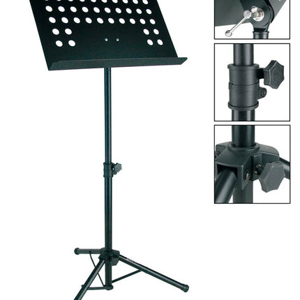 Orchesternotenpult Boston, Lochplatte, schwarz | Klassikweltshop