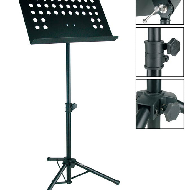 Orchesternotenpult Boston, Lochplatte, schwarz | Klassikweltshop