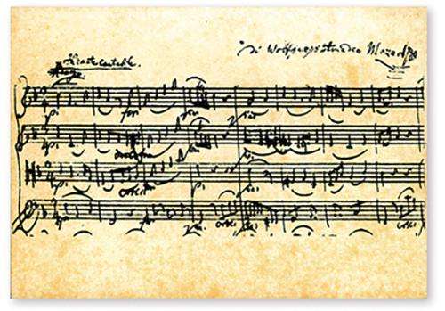 Postkarte Notenblatt Mozart Streichquartett – Vienna World | Klassikweltshop